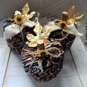 THREE Leopard Cheetah TP Pumpkins Handmade